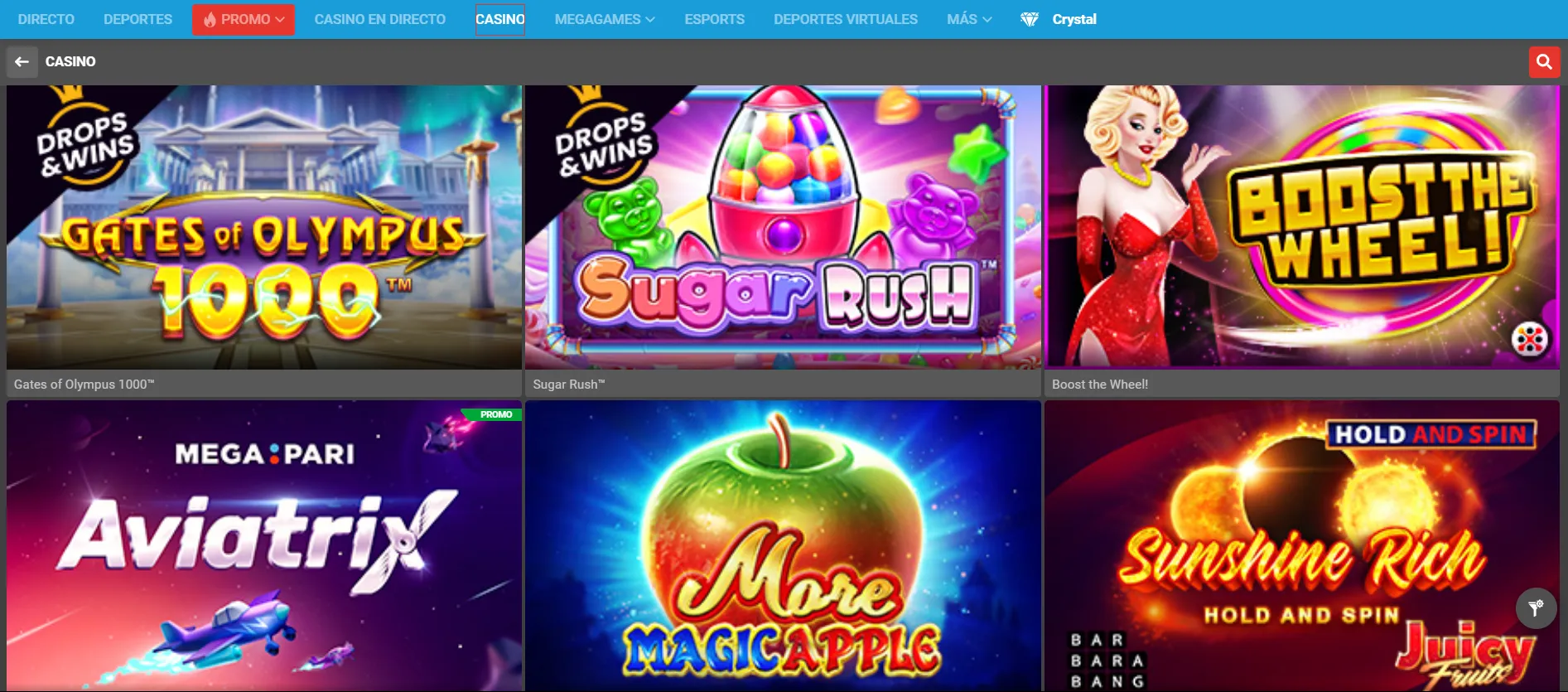 mega pari registro juegos