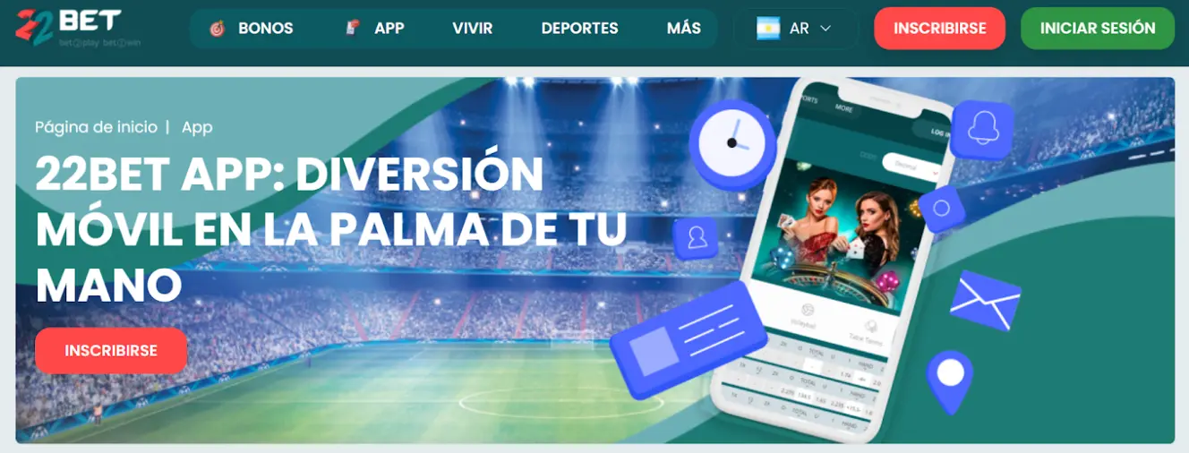22bet app casino argentina
