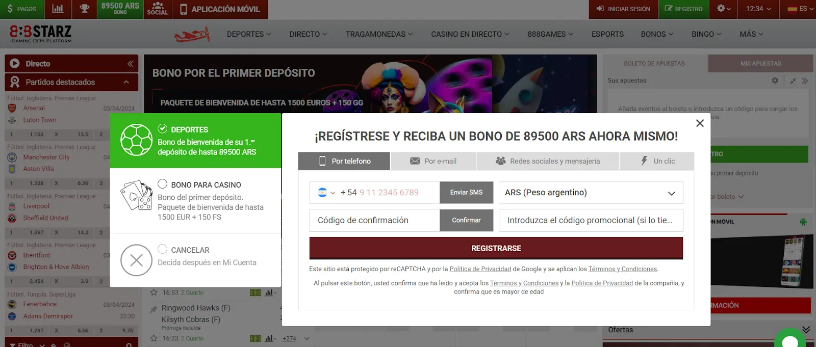 Registro en 888Starz